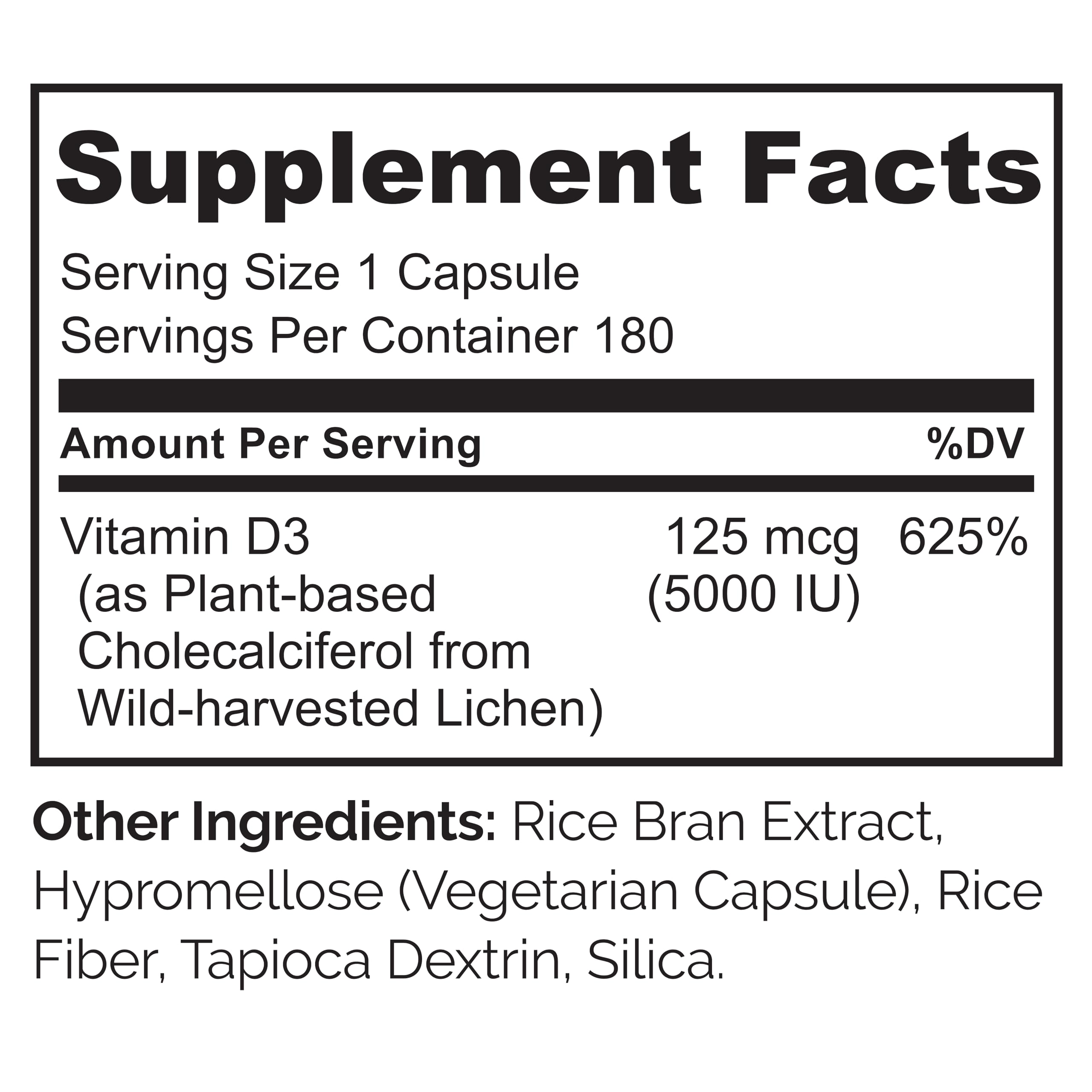NATURELO Vitamine D3 5000 UI - Qualité GMP et vegan.