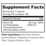 NATURELO Vitamine D3 5000 UI - Qualité GMP et vegan.