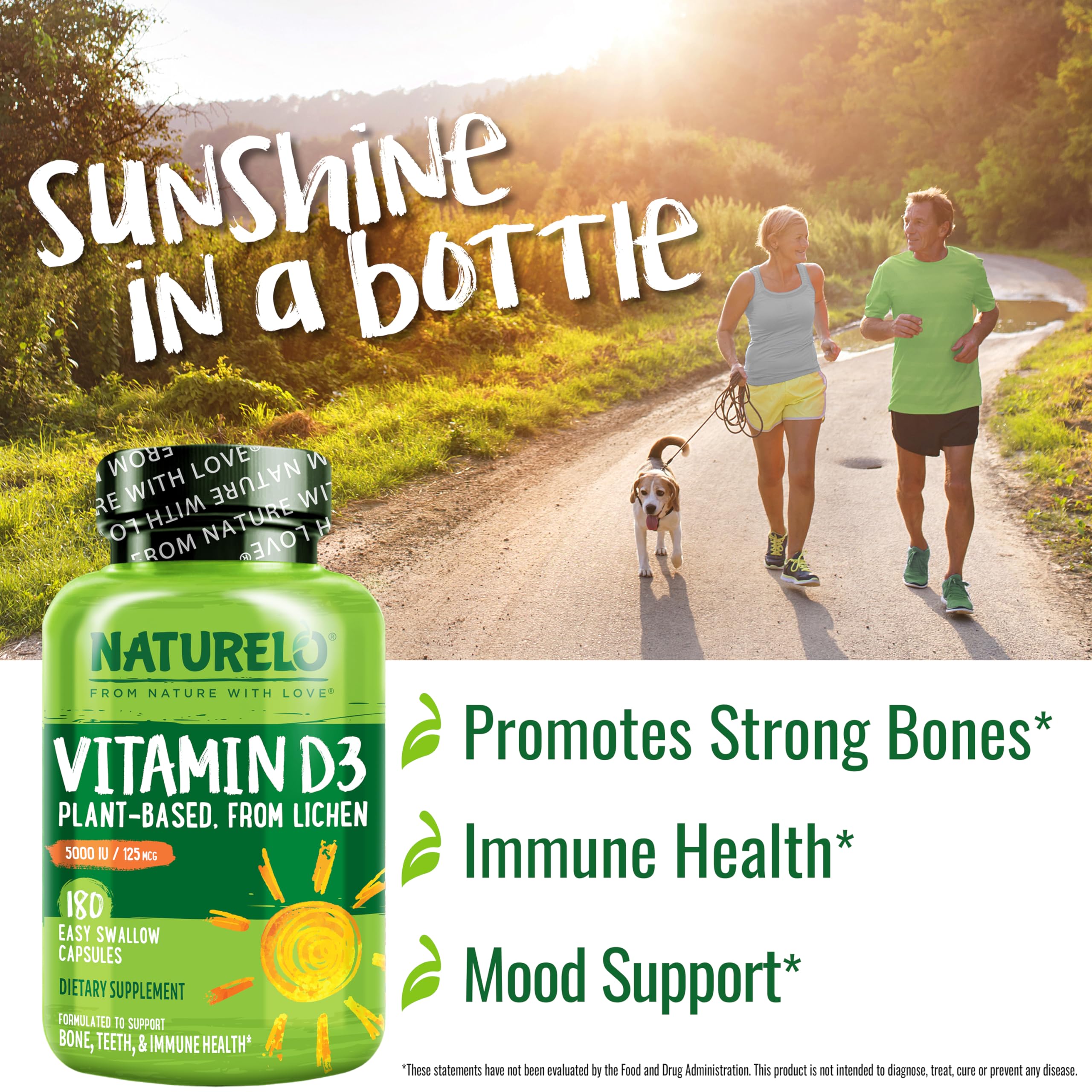 NATURELO Vitamine D3 5000 UI - Utilisation quotidienne simple et pratique.