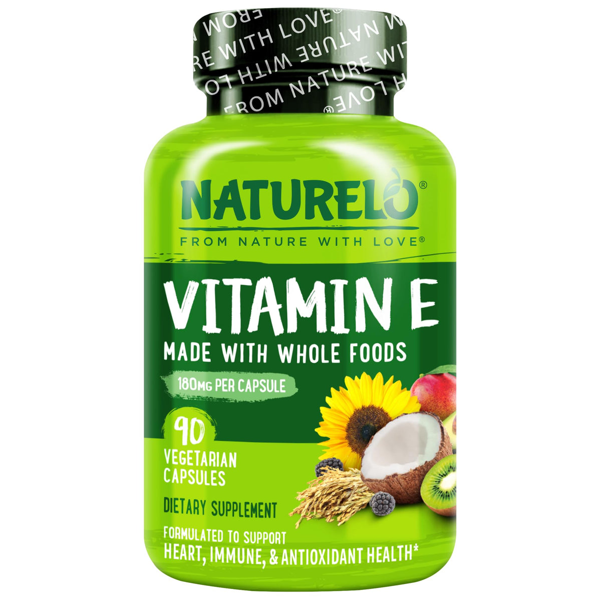NATURELO Vitamine E – emballage et étiquette lisibles pour usage quotidien.