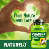 NATURELO Vitamine E – capsules véganes pour peau et cheveux.