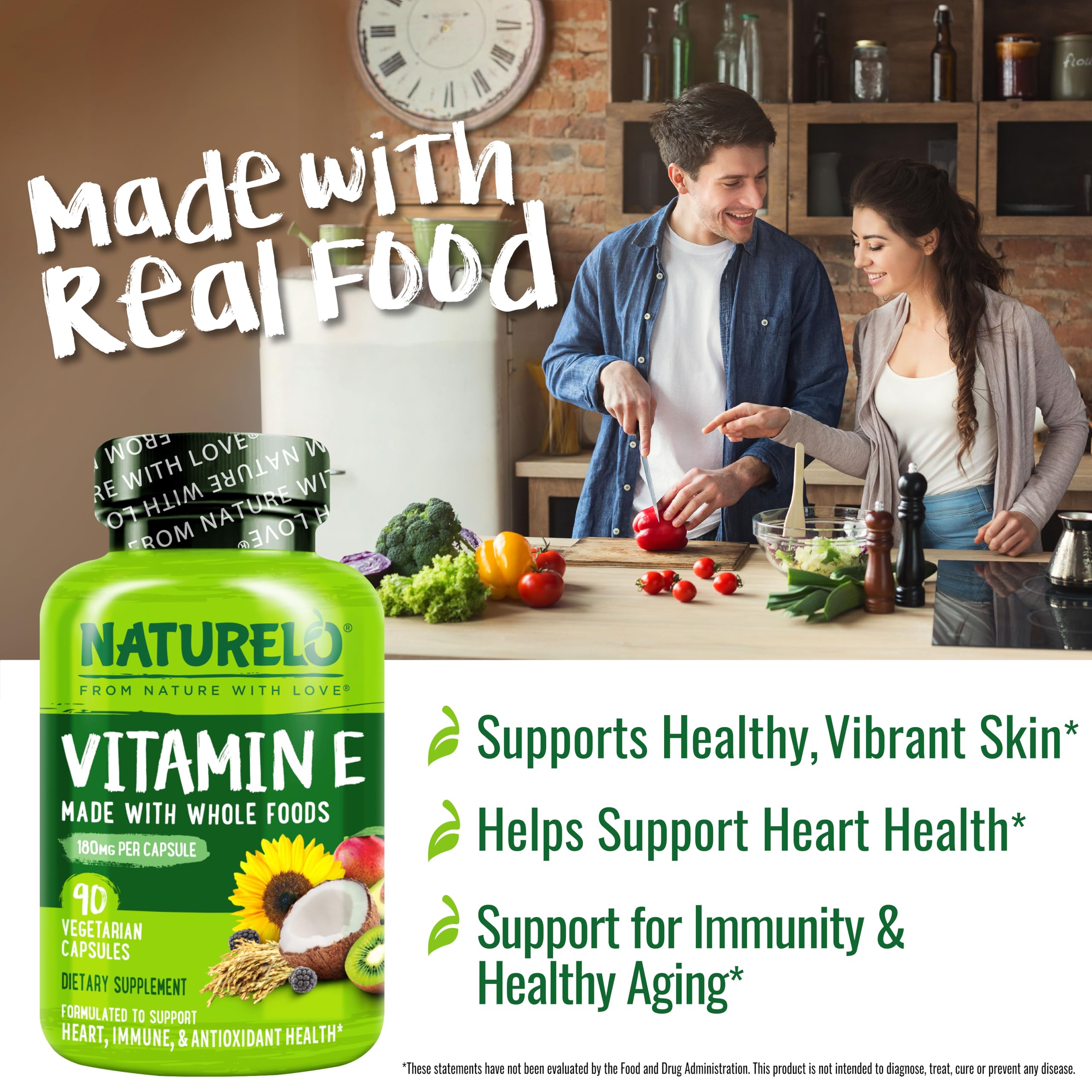 NATURELO Vitamine E – étiquette sans OGM et sans colorants.