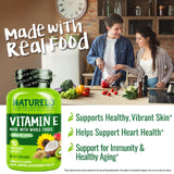 NATURELO Vitamine E – étiquette sans OGM et sans colorants.