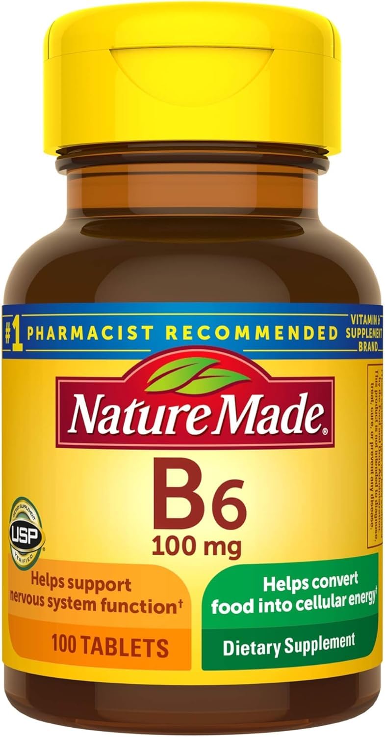 Nature Made Vitamine B-6 100 mg, tablettes en bouteille, soutien d'énergie potentiel