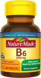 Nature Made Vitamine B-6 100 mg, tablettes en bouteille, soutien d'énergie potentiel