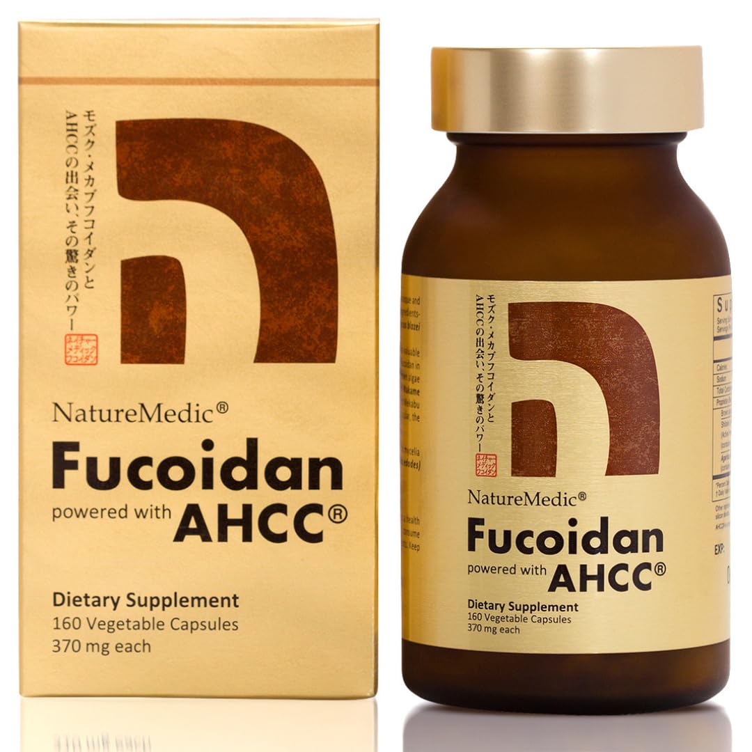 NatureMedic fucoidan AHCC — bouteille prête à l'emploi pour votre routine quotidienne.
