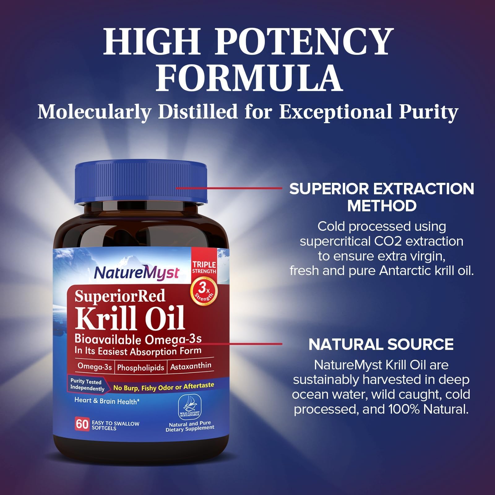 Extraction CO2 supercritique pour une huile de krill pure et fraîche.