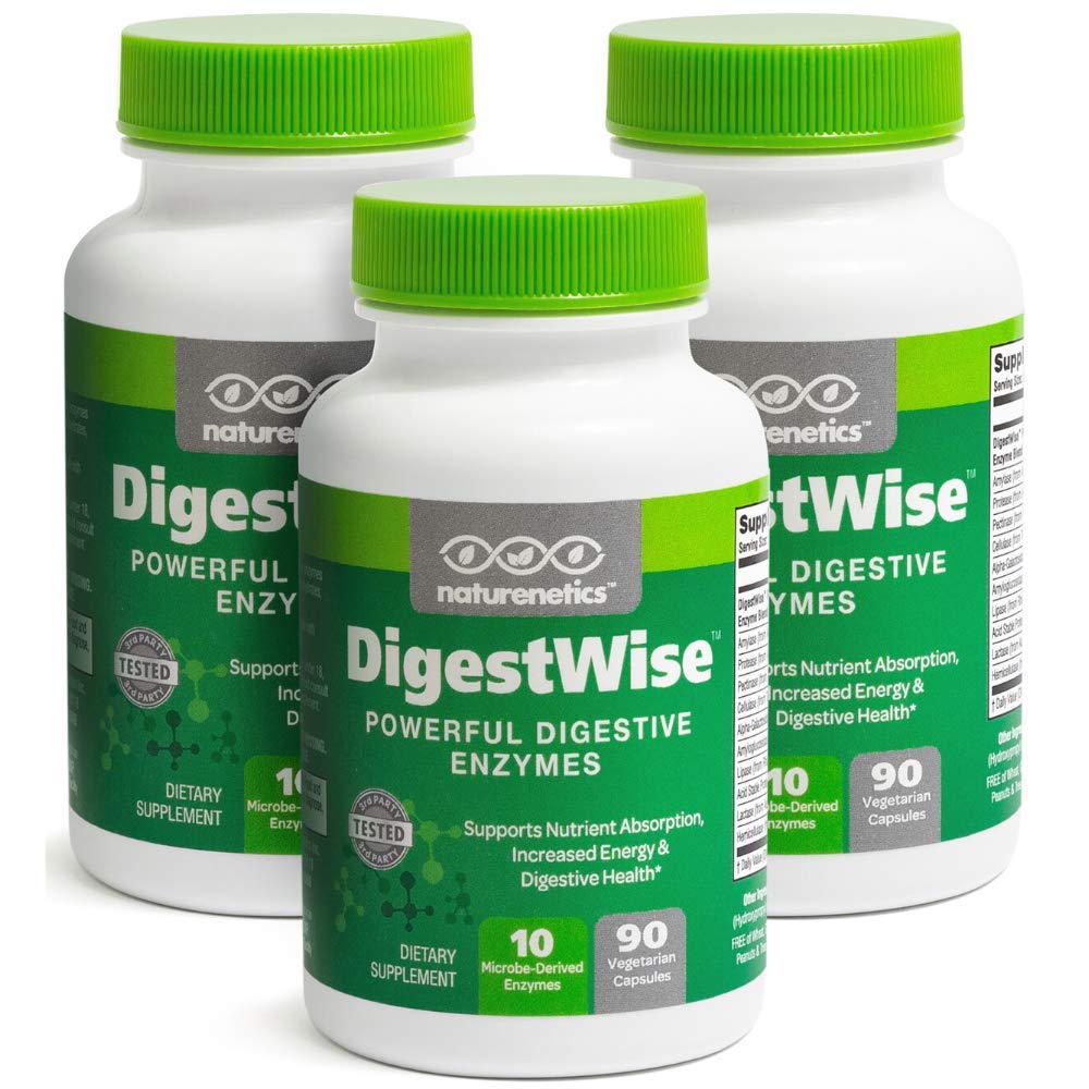 DigestWise Naturenetics – bouteille de gélules vegan pour soutenir la digestion après les repas.