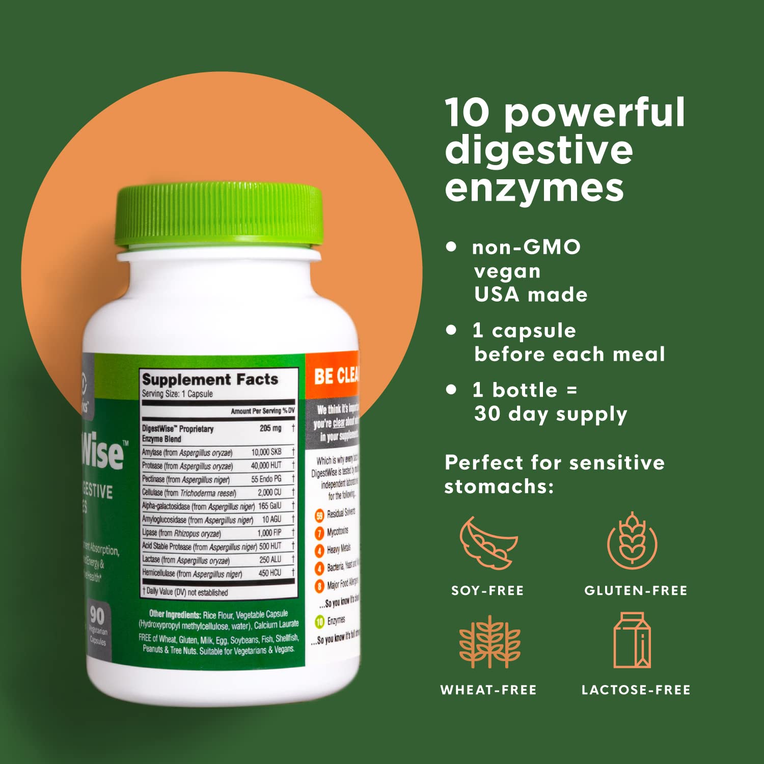 DigestWise par Naturenetics: capsules véganes montrant l'emballage pratique et la stabilité à température ambiante.