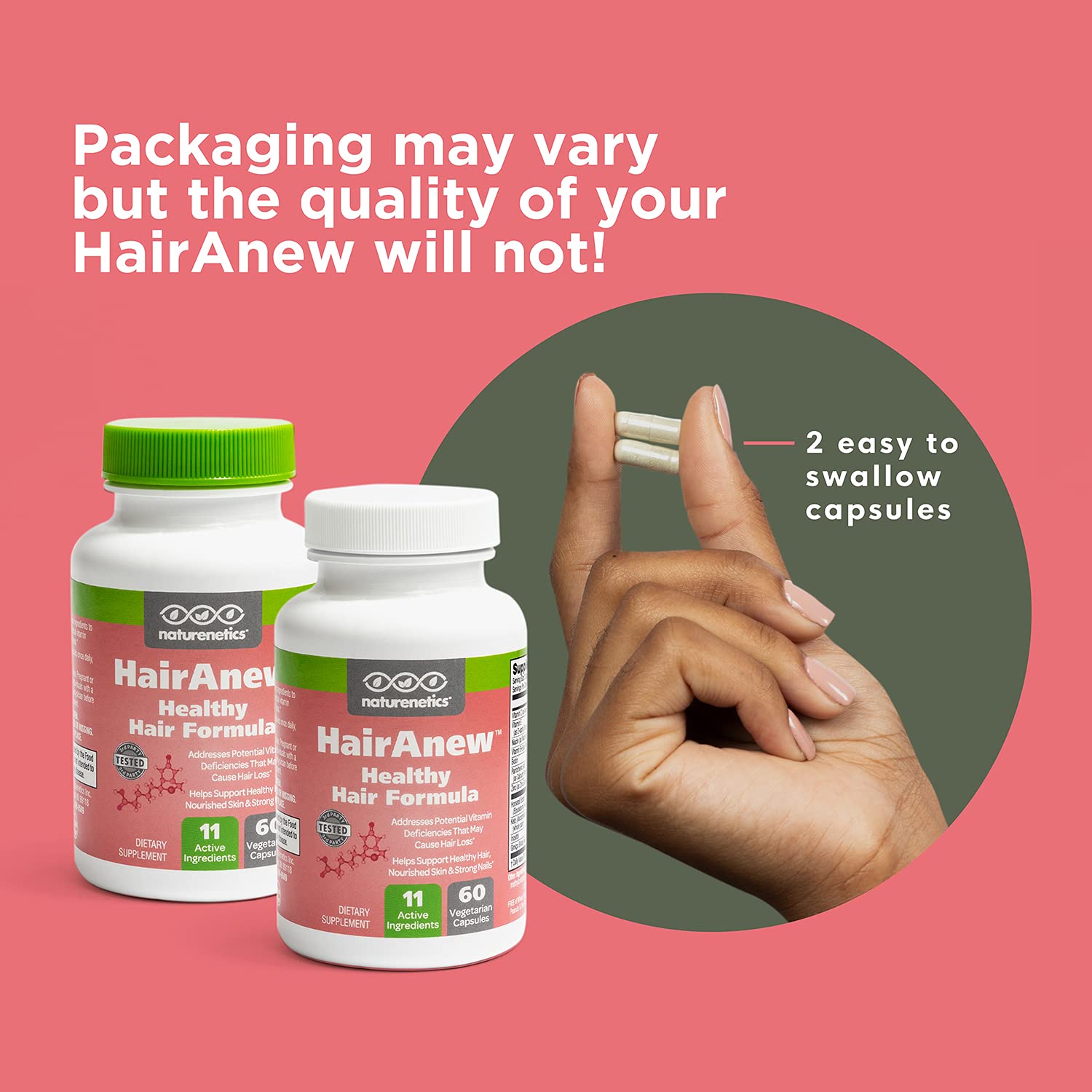 Naturenetics HairAnew : bénéfices pour ongles et peau grâce aux vitamines.