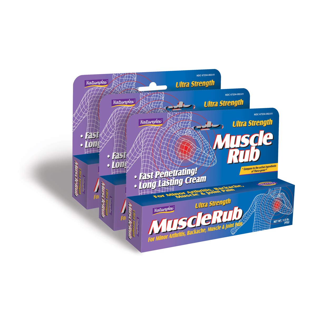Natureplex Ultra Strength Muscle Rub – emballage et fabrication indiqués comme made in USA.