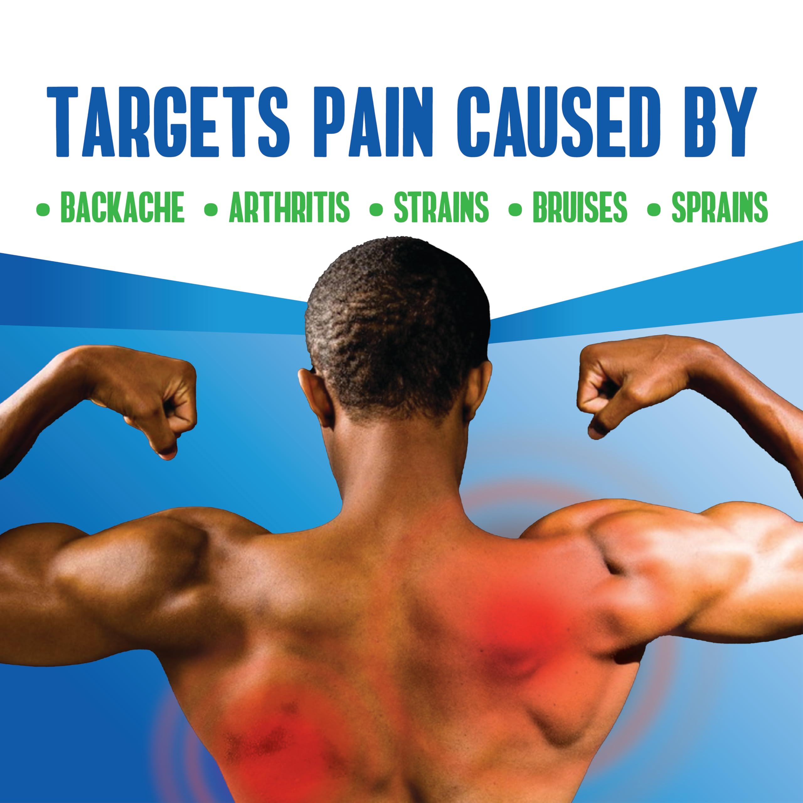 Natureplex Baume Musculaire Ultra Fort, application sur dos; ciblage local des douleurs.
