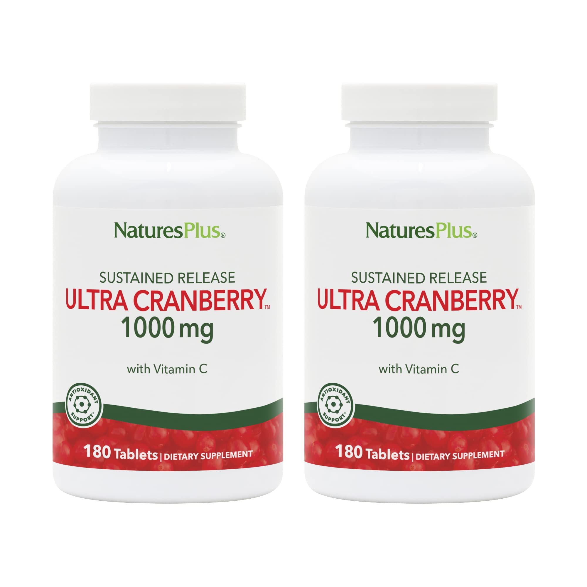 NaturesPlus Ultra Cranberry 1000 - bouteille de gélules à libération prolongée.