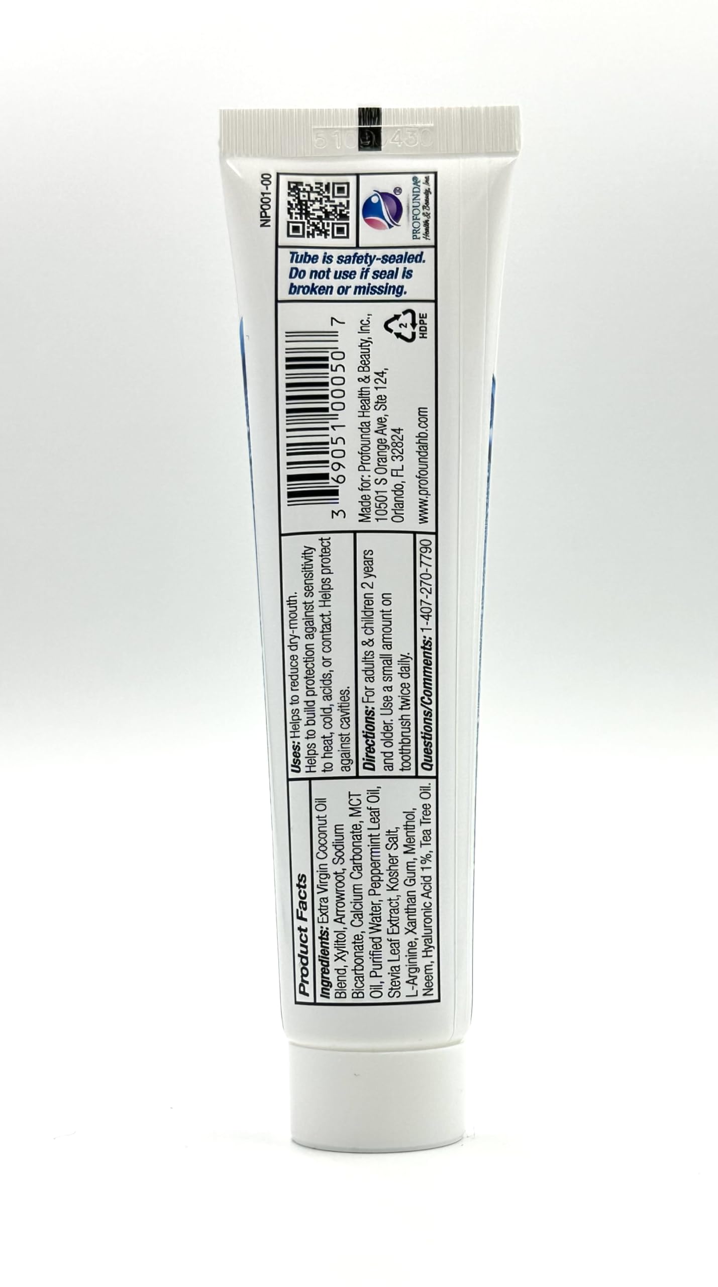 NaturePro Dentifrice Bouche Sèche, tube en gros plan, texture douce