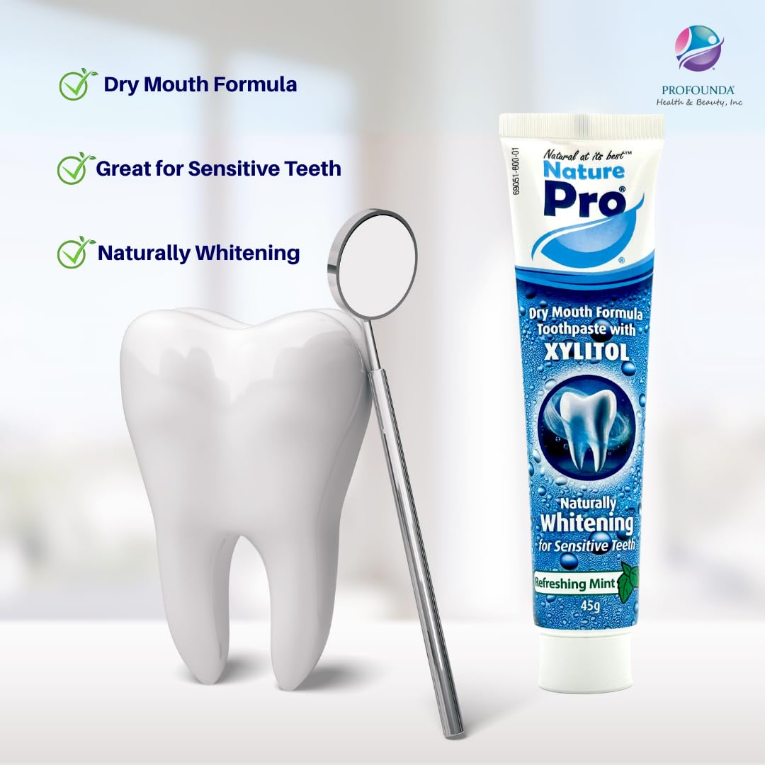 NaturePro Dentifrice Bouche Sèche, tube visible, formulation pour dents sensibles
