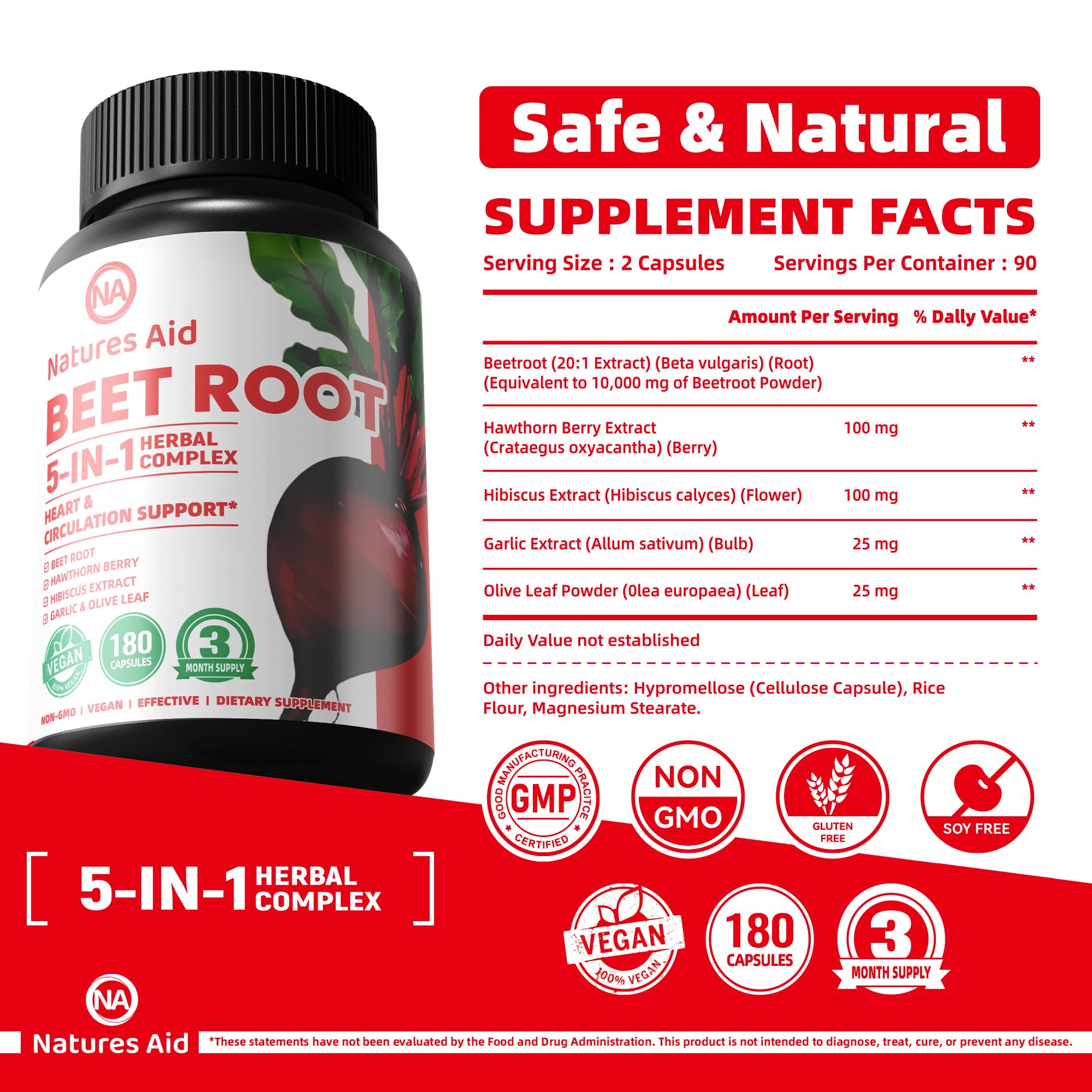 Natures Aid Betterave - capsules: format pratique pour énergie et endurance.