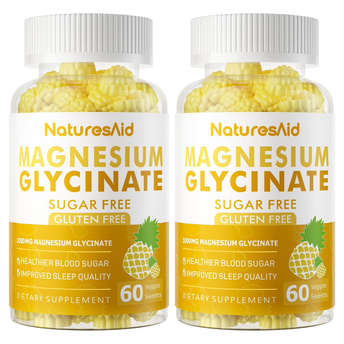 Gommes magnésium glycinate Natures Aid en emballage pratique.