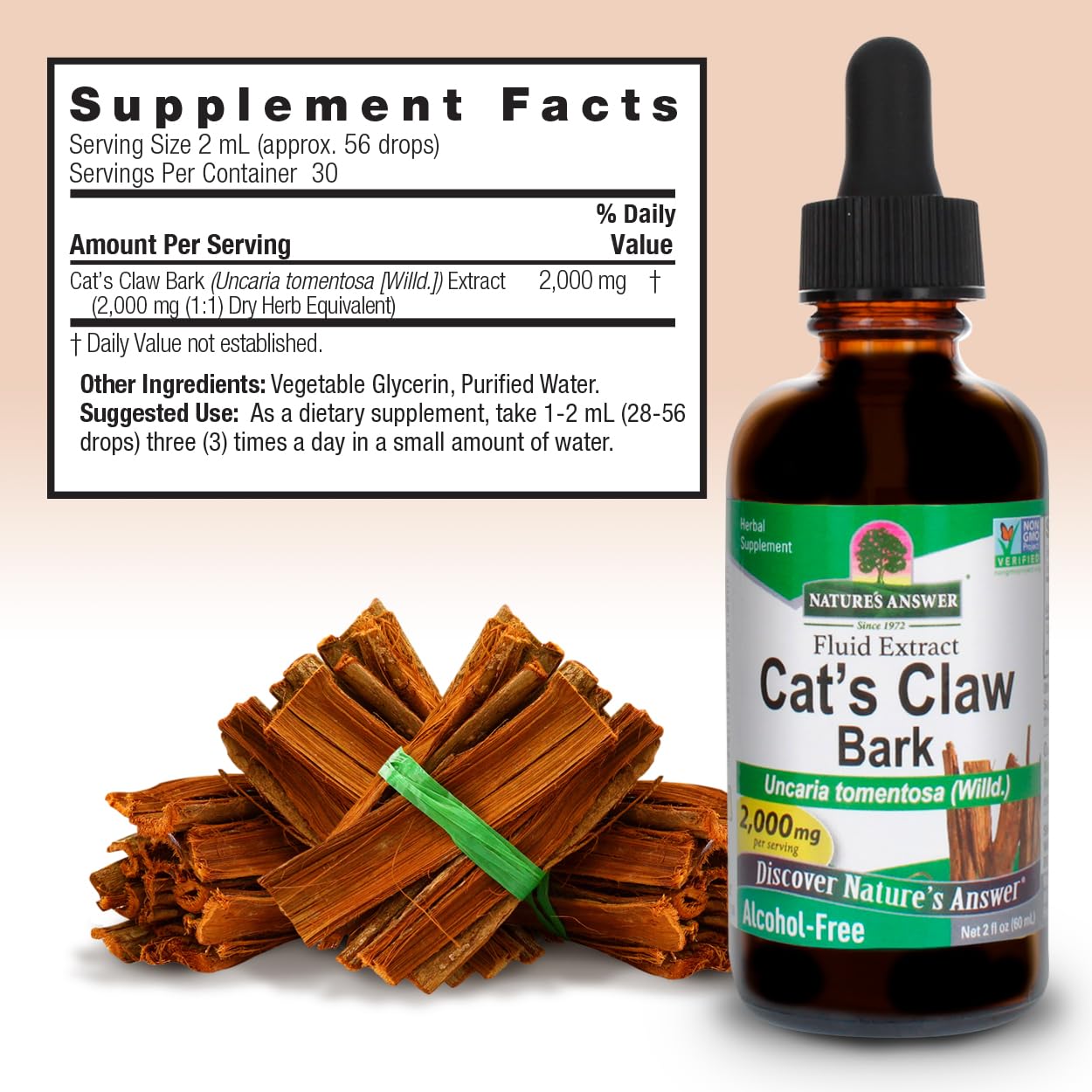 Formule 1350 mg Cat's Claw Nature's Answer pour soutien musculaire potentiel