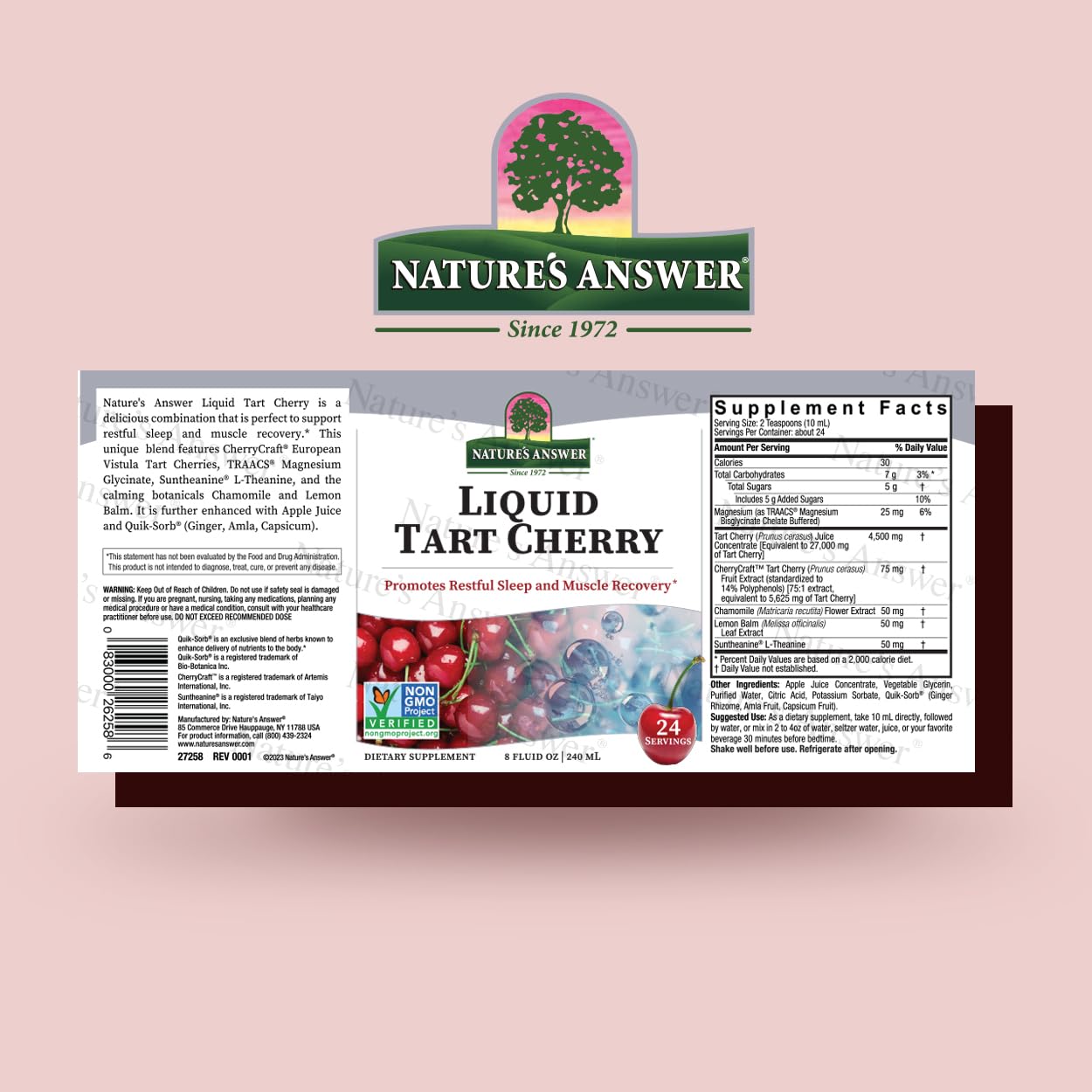 Nature's Answer cerise-tarte bouteille 8oz prête à boire après l'entraînement