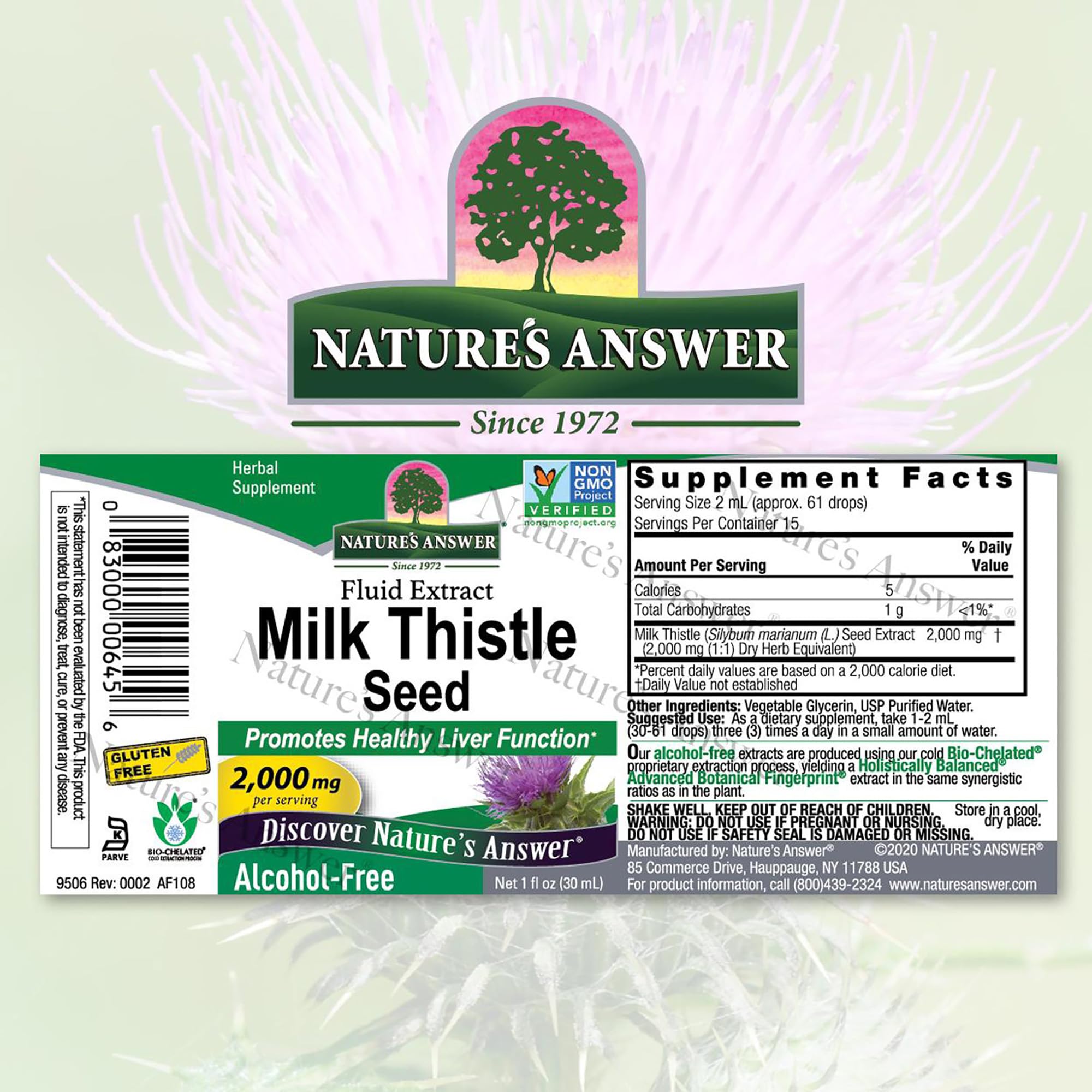 Nature's Answer extrait-liquide chardon-marie : extraction à froid et absorption rapide.