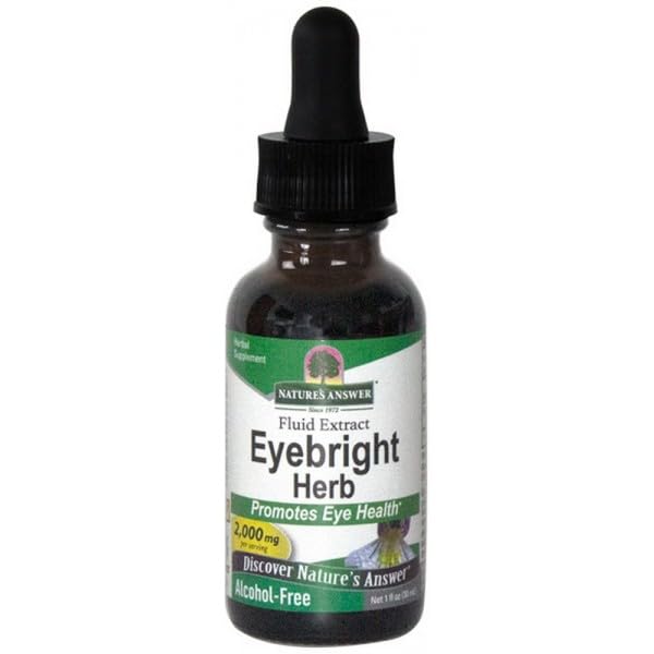 Nature's Answer Eyebright: gouttes dans une cuillère, usage pratique pour la détente oculaire.