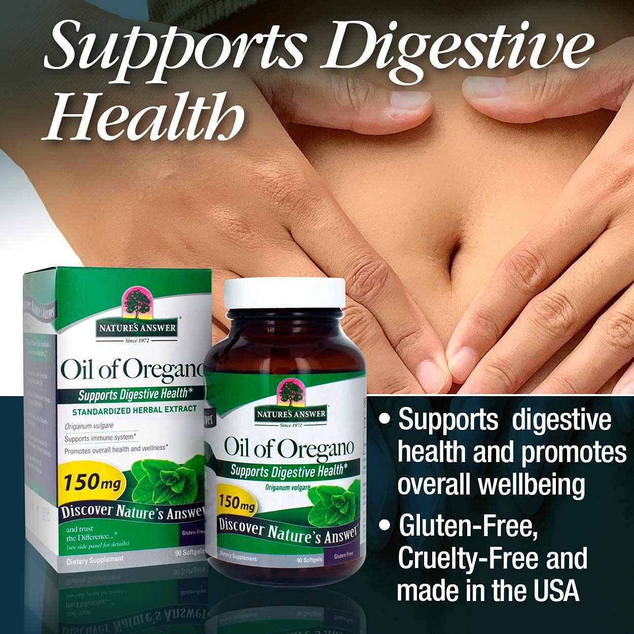 Capsules huile d'origan Nature's Answer – dosage recommandé par capsule