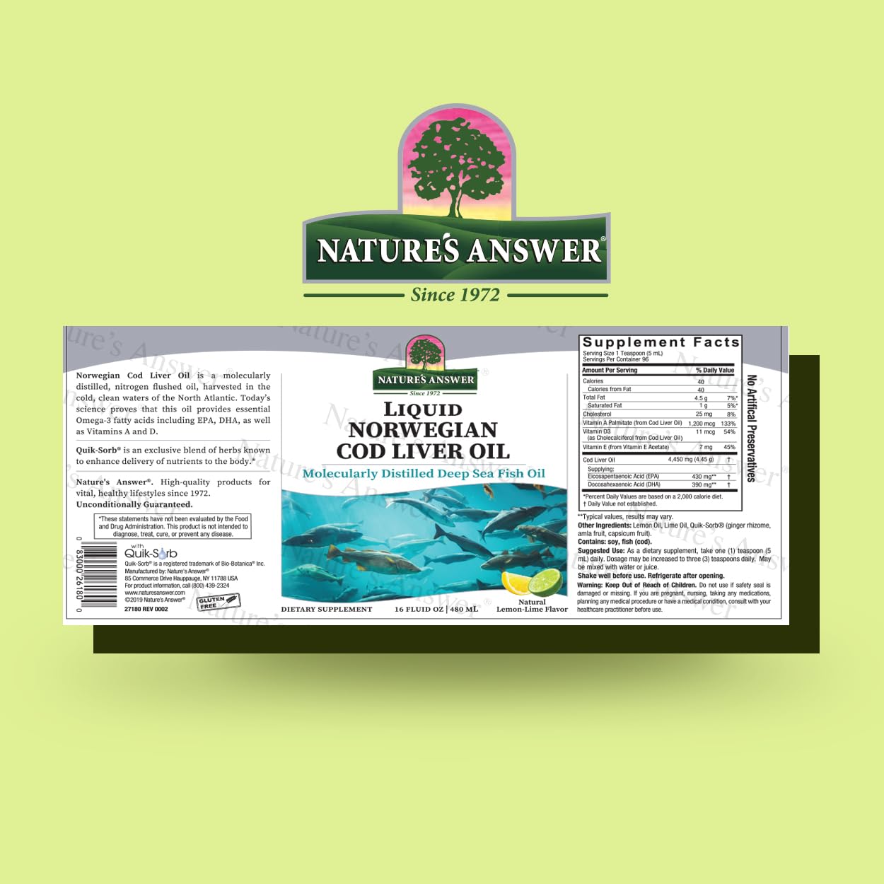 Nature's Answer huile de foie de morue - verser dans une cuillère: goût agréable et prise facile