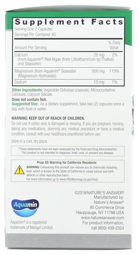 Nature's Answer Magnésium Marin - sans gluten adapté aux régimes spéciaux.