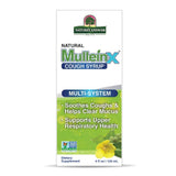Nature's Answer Mullein-X Sirop, étiquette et utilisation pour apaiser mucus et gorge.