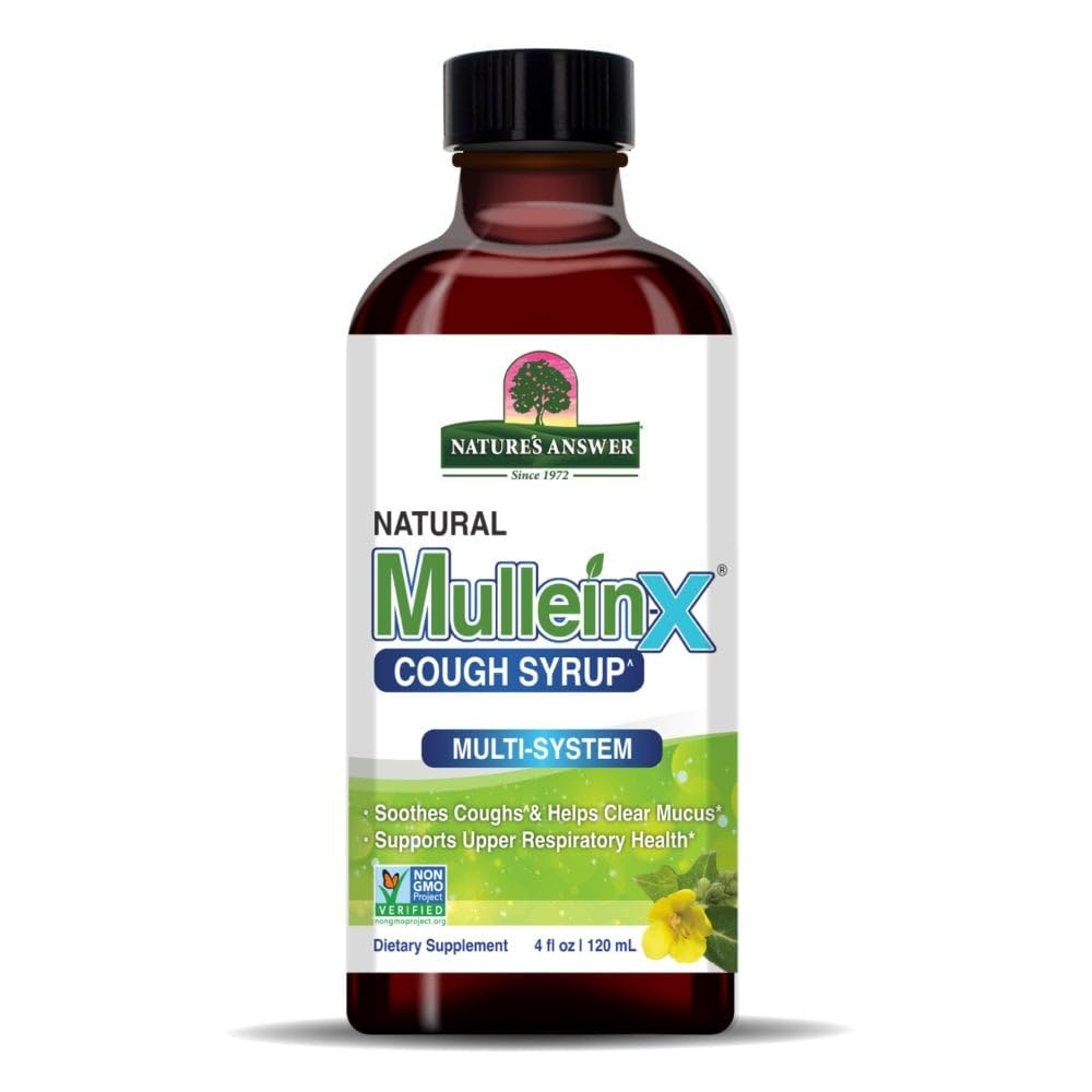 Nature's Answer Mullein-X Sirop, bouteille 4 oz, soutien potentiel des voies respiratoires.