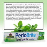 Texture crème PerioBrite menthe fraîche, brossage agréable et douceur.