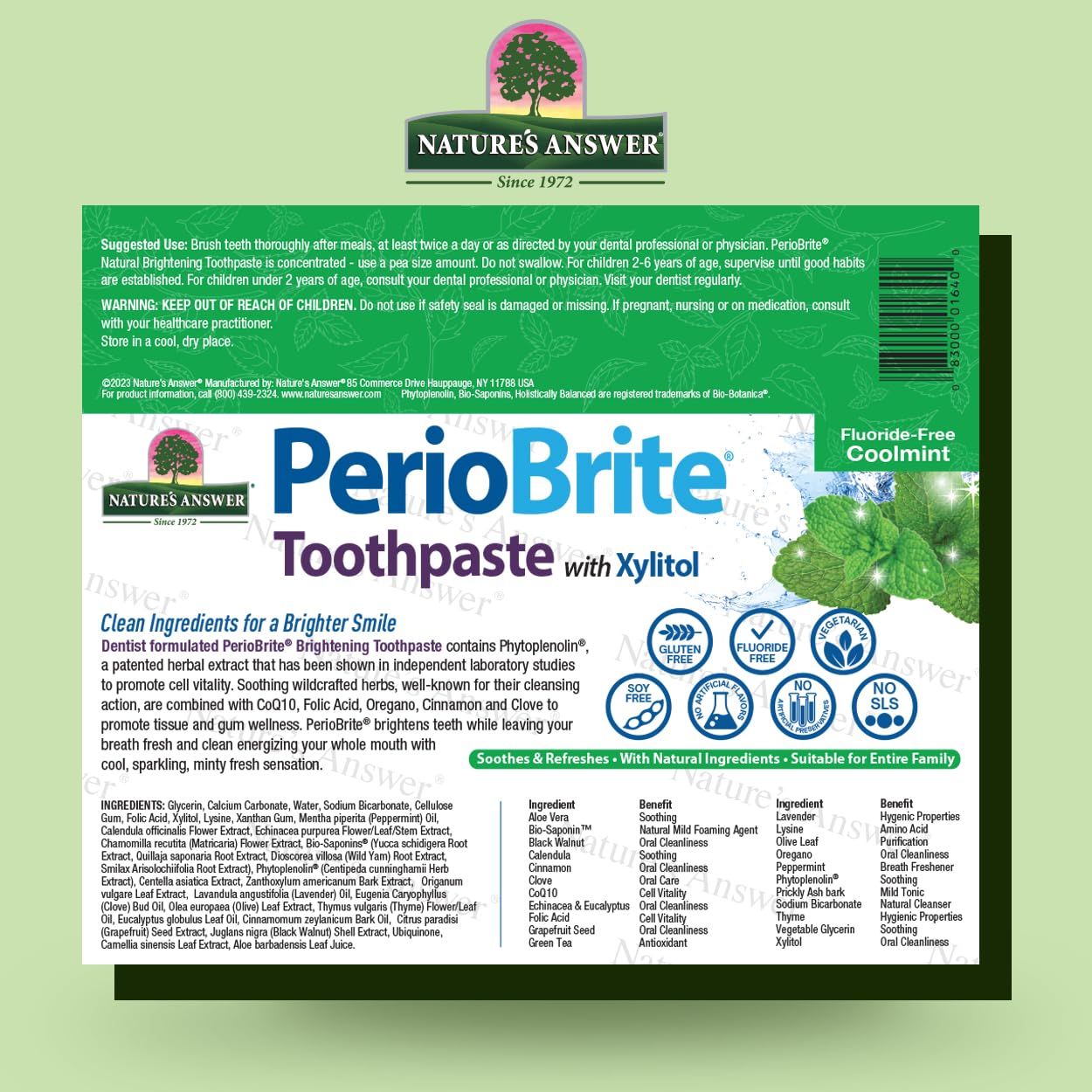 Emballage pack6 Nature's Answer PerioBrite, pratique pour toute la famille.