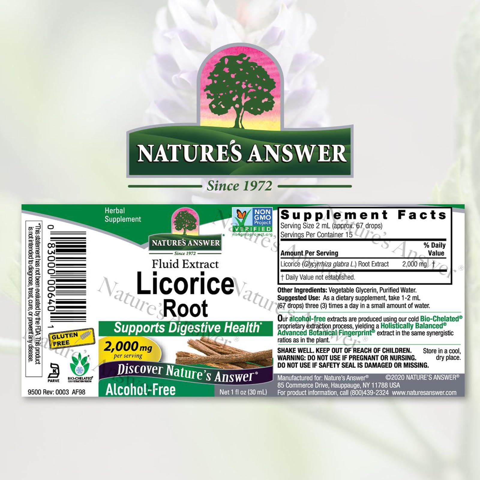 Nature's Answer Extrait Liquide de Réglisse avec compte-gouttes, utilisation pratique et absorption rapide