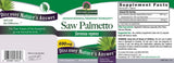 Nature's Answer Saw Palmetto—étiquette produit montrant ingrédients naturels et traçabilité.