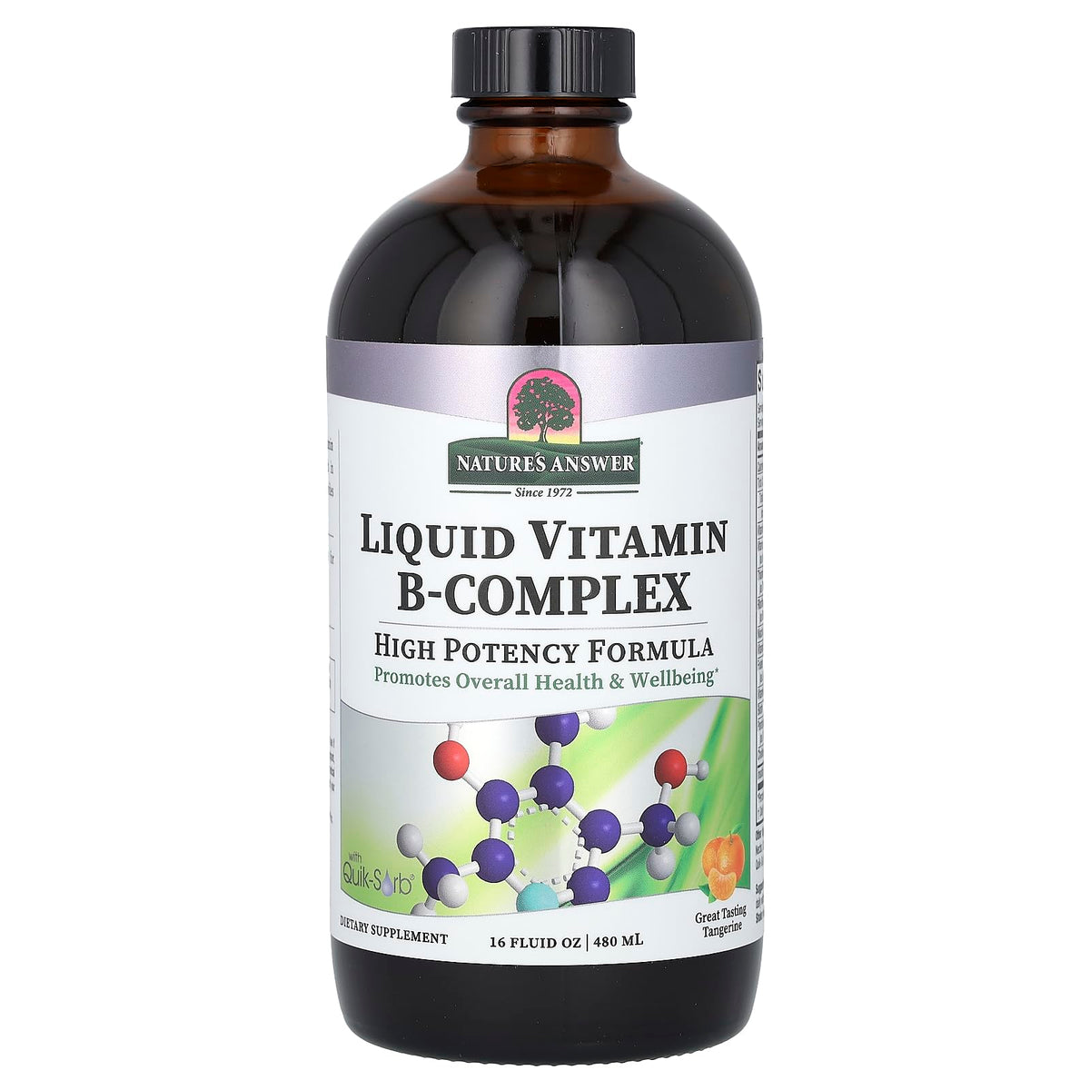 Nature's Answer Vitamine B liquide – bouteille, énergie naturelle et absorption rapide.
