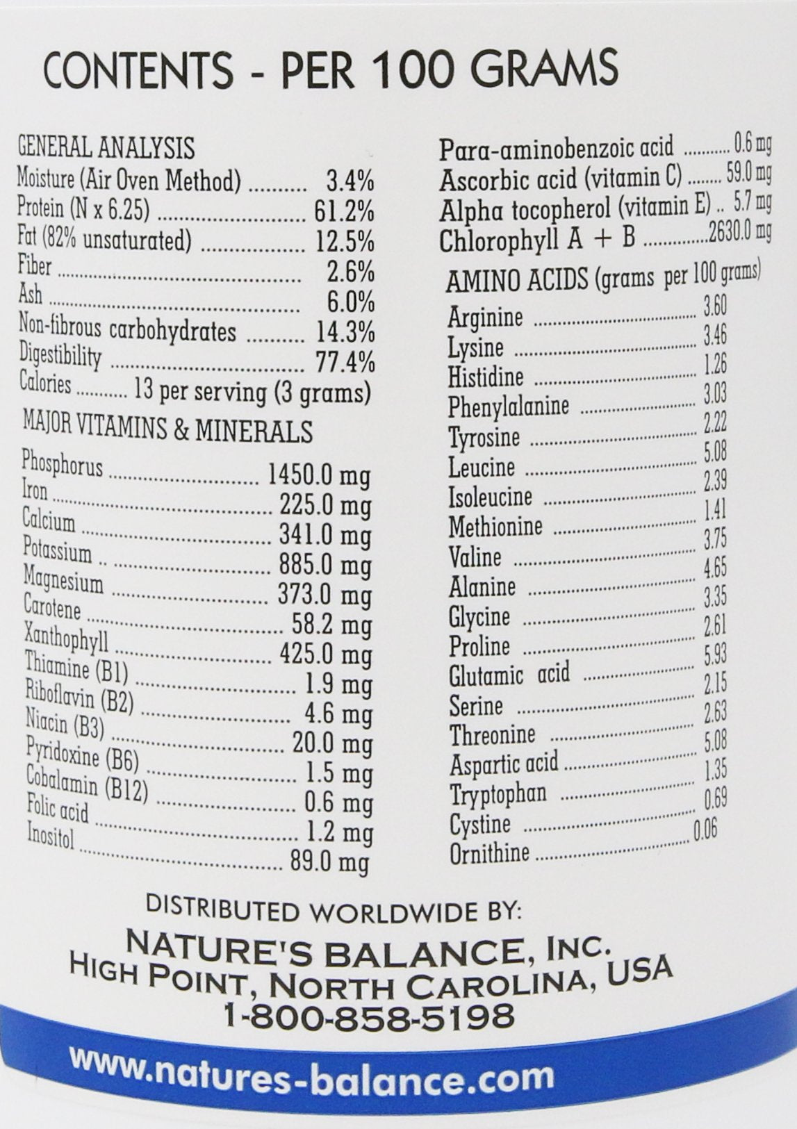 Nature's Balance Chlorella Pyrenoidosa, paquet pratique, idéal pour une utilisation à domicile.