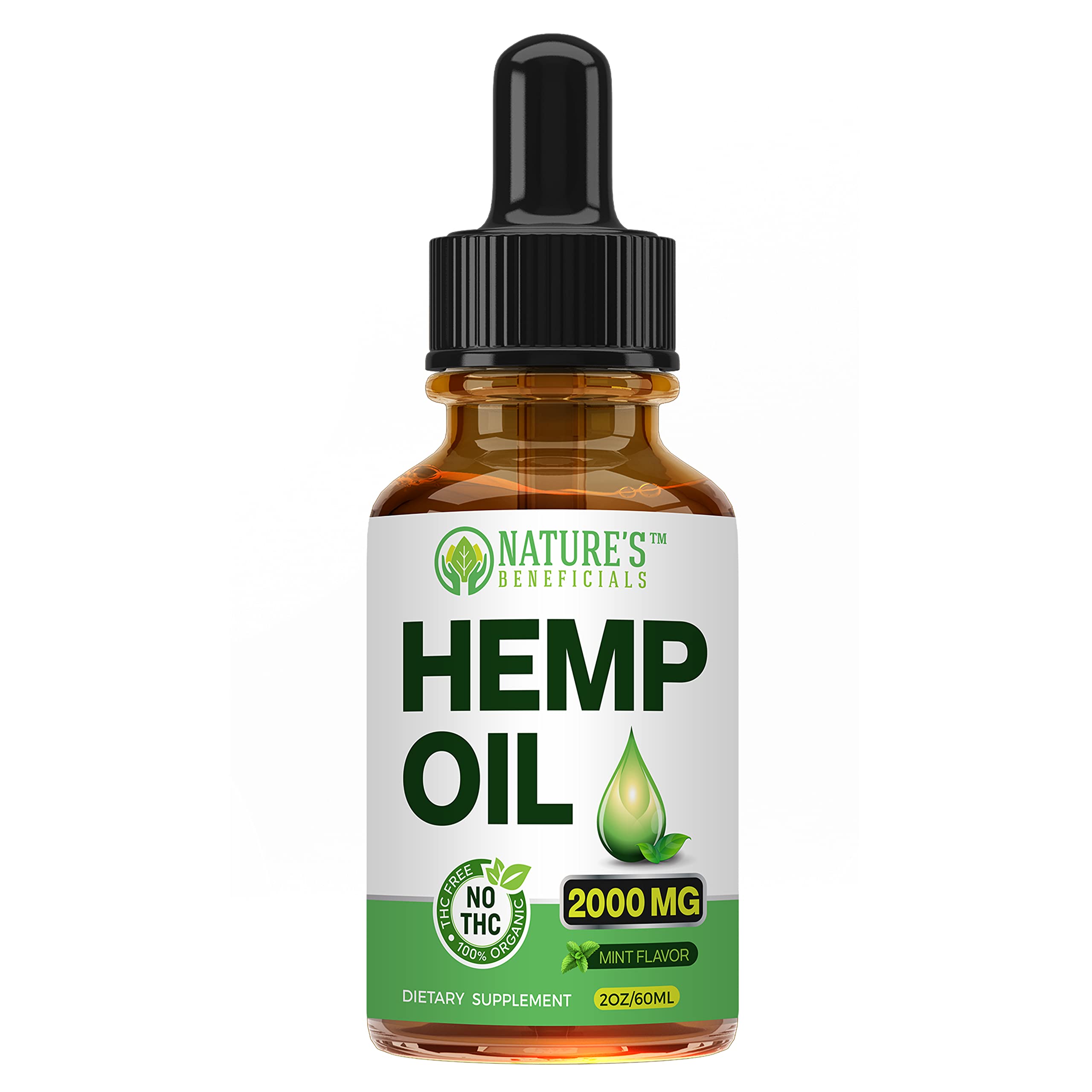 Nature's Beneficials Huile de chanvre — gouttes menthe aromatiques.