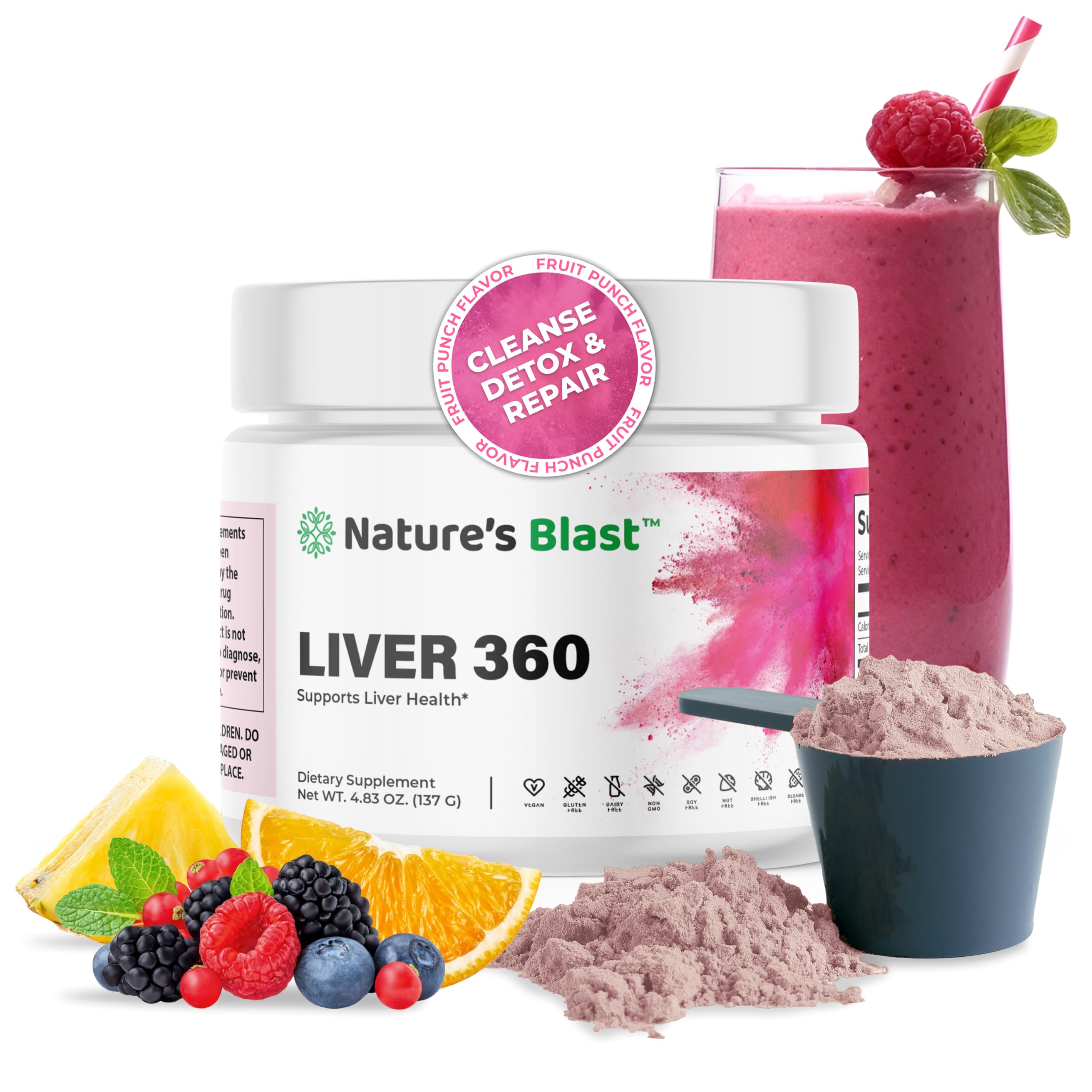NATURES BLAST Foie 360 – bouteille pour soutien hépatique quotidien.