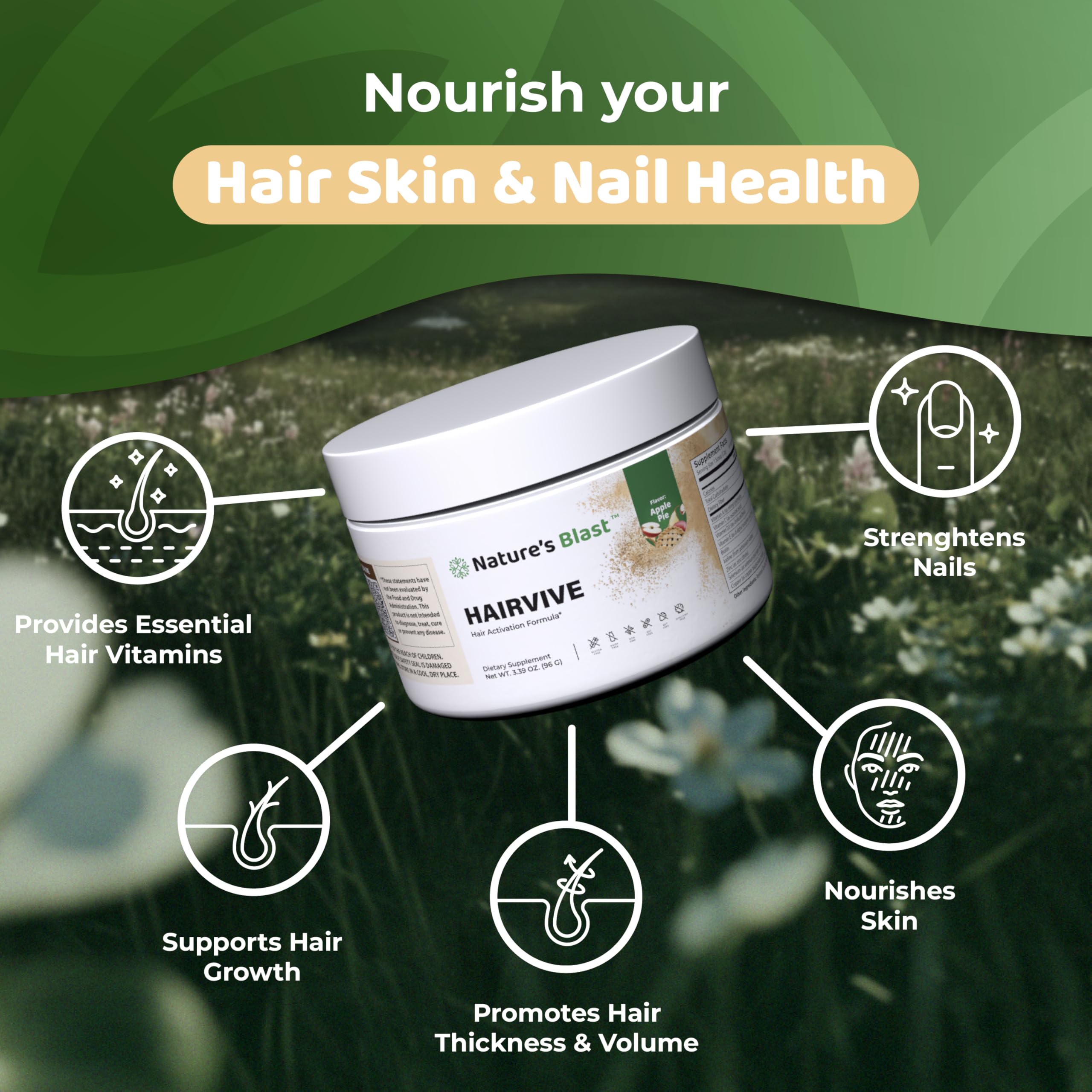 HairVive acide hyaluronique et peptides, soutien à l'élasticité de la peau
