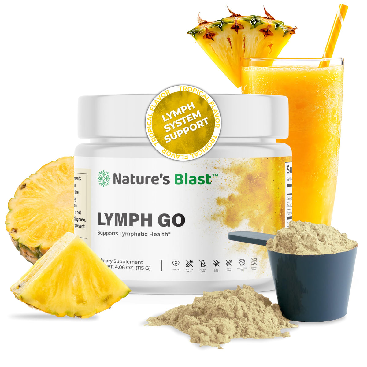 NATURES BLAST Lymph Go - bouteille tropicale, soutien potentiel drainage lymphatique