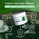 NATURES BLAST mélange de super-aliments en poudre verte.
