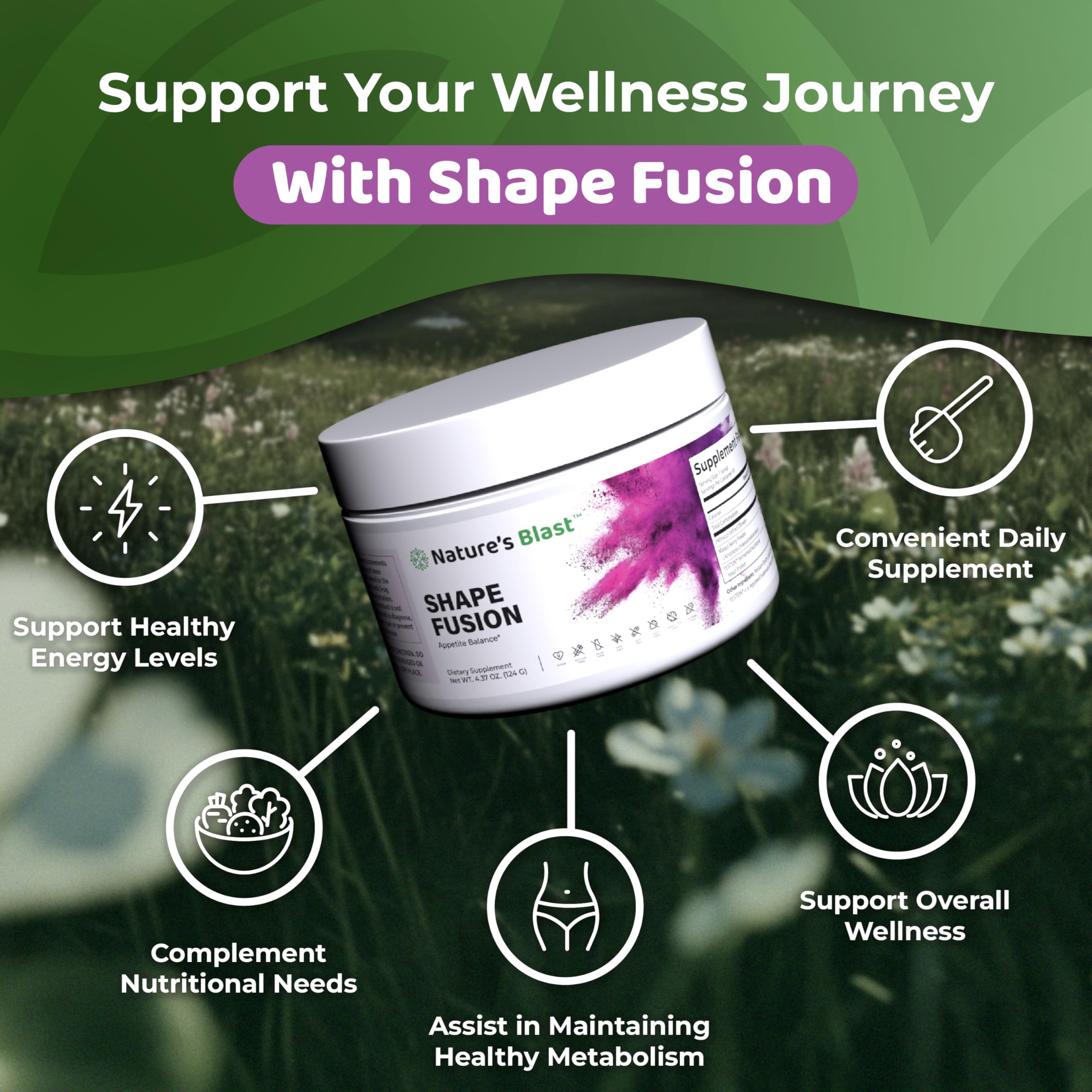 NATURES BLAST Shape Fusion, ingrédients-naturels: formule naturelle pour accompagner vos habitudes quotidiennes.