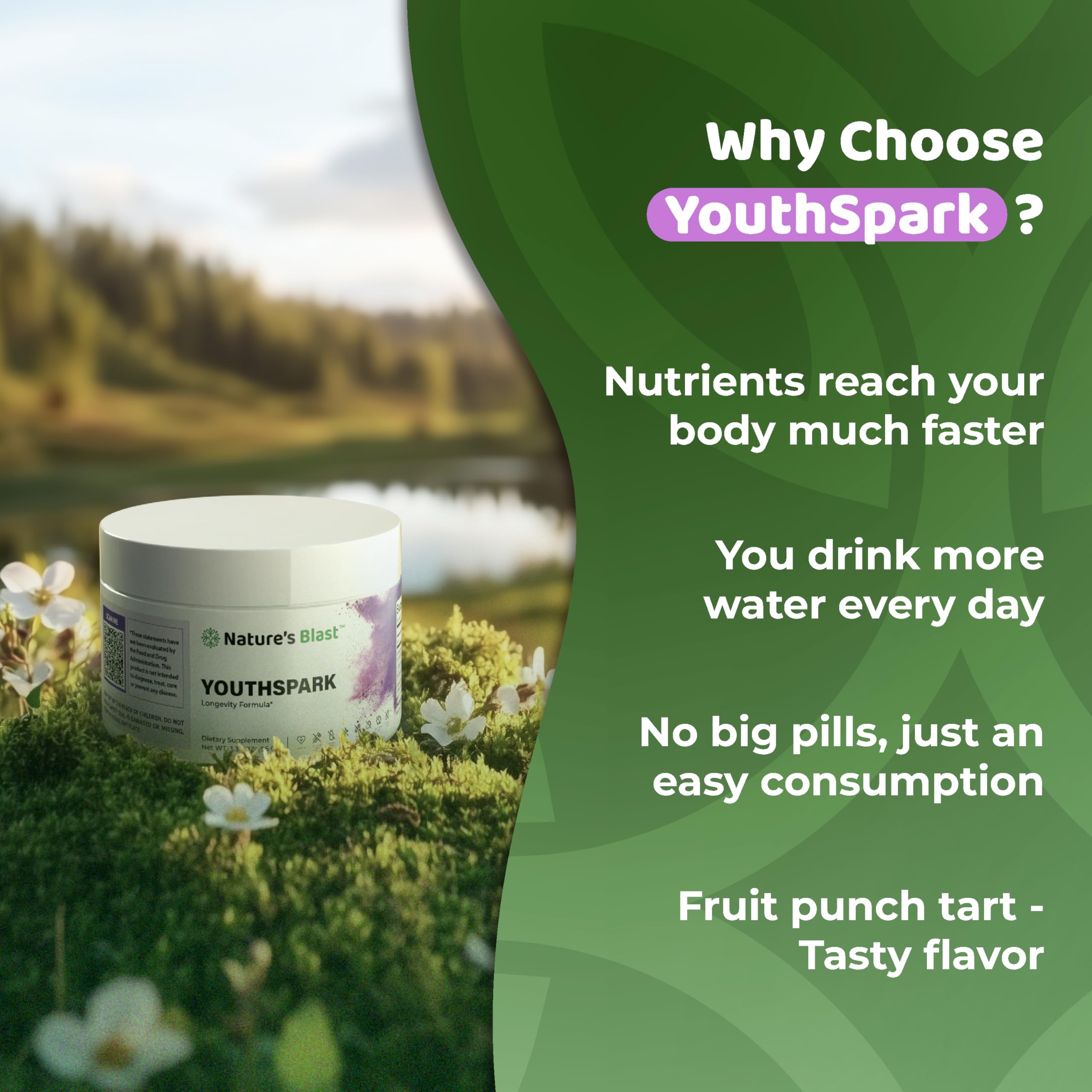 NATURES BLAST YouthSpark – extrait d'ashwagandha pour un soutien adaptogène potentiel.