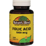 Nature's Blend Acide folique 1000 mcg – flacon de comprimés pour usage quotidien