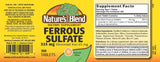 Nature's Blend ferreux sulfate boîte de 100 tablettes, format pratique pour usage journalier.