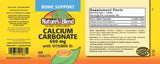 Nature's Blend carbonate de calcium 600 mg avec D3, arrière de la bouteille, explications claires