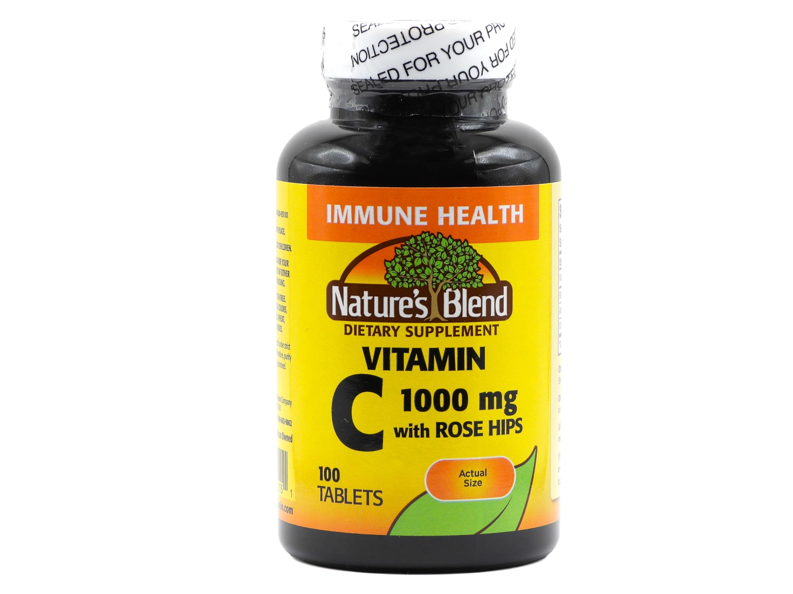 Nature's Blend Bouteille vitamine C cynorrhodons, soutien potentiel du système immunitaire.