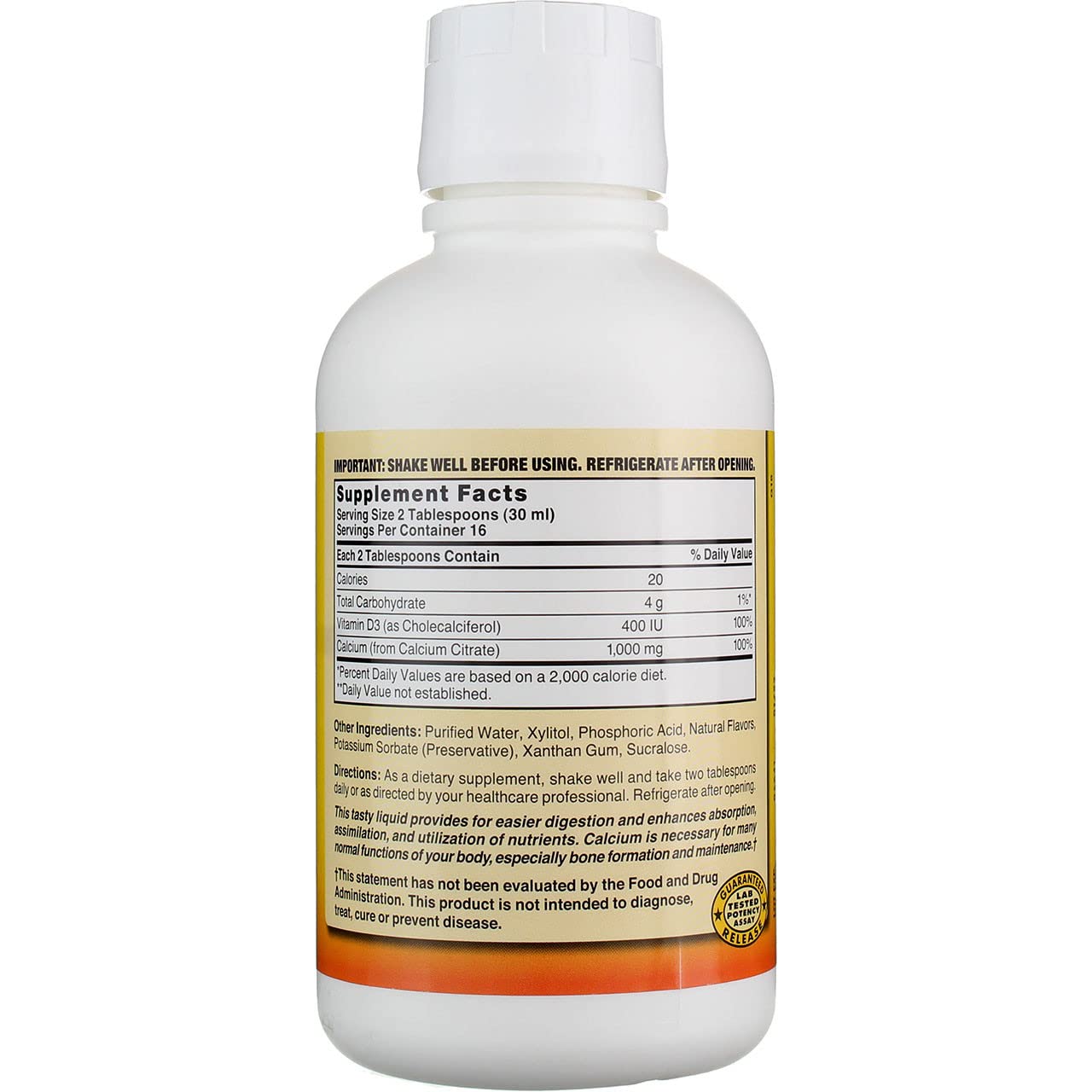Nature's Blend Calcium Citrate D3, flacon de 16 oz prêt à l’emploi