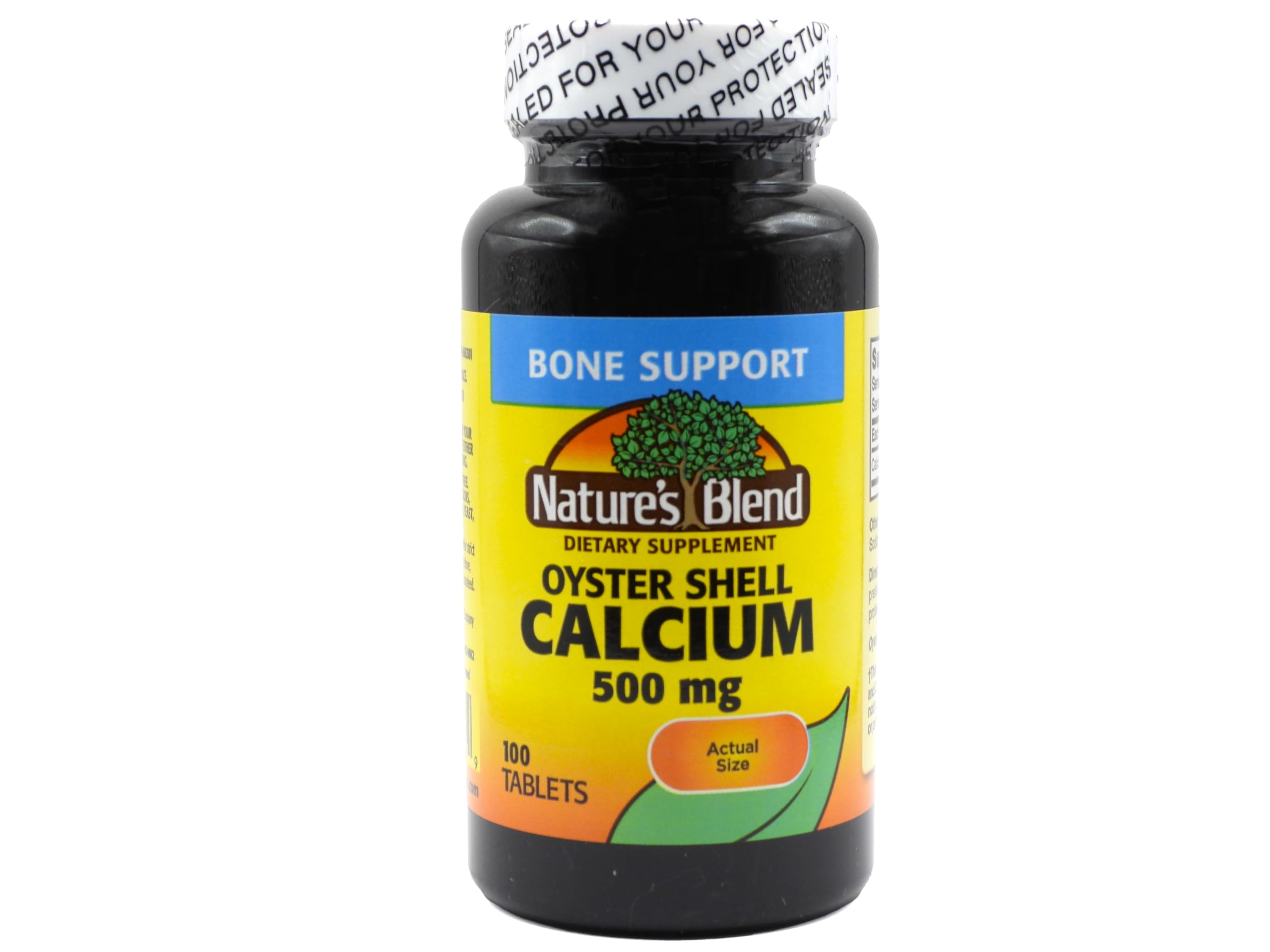 Nature's Blend calcium coquille d'huître, bouteille 500 mg, soutien potentiel des os.