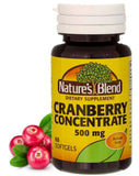 Gélules Nature's Blend Cranberry Concentre dans l'emballage, prêt à emporter.
